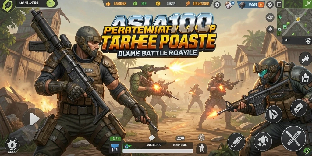 Screenshot gameplay Battle Royale ASIA100 yang intens dan mendebarkan.