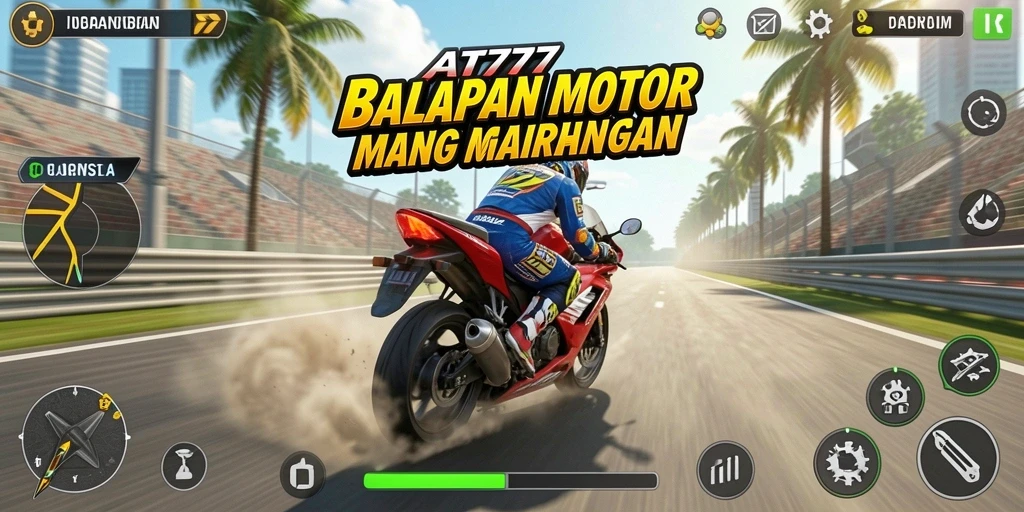 Screenshot gameplay AT777 menampilkan balapan motor yang seru dan mendebarkan.