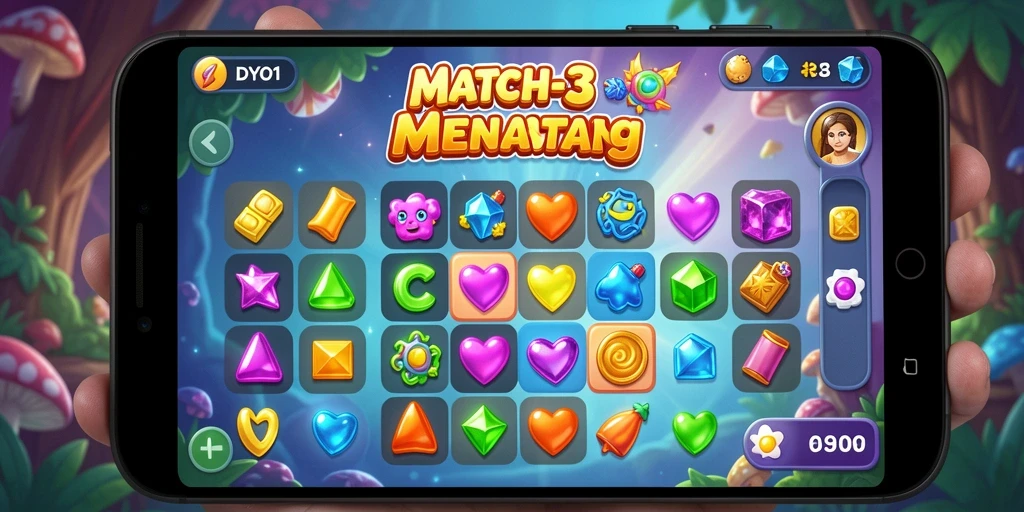 Screenshot menampilkan permainan seru DYO1 dengan kombinasi warna-warna cerah.