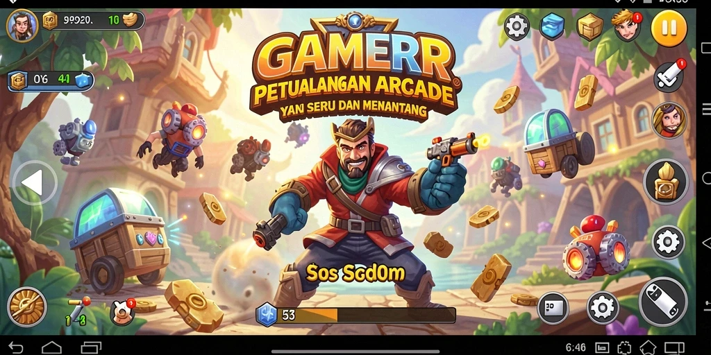Screenshot utama GAMERP menampilkan aksi seru dalam permainan Arcade.