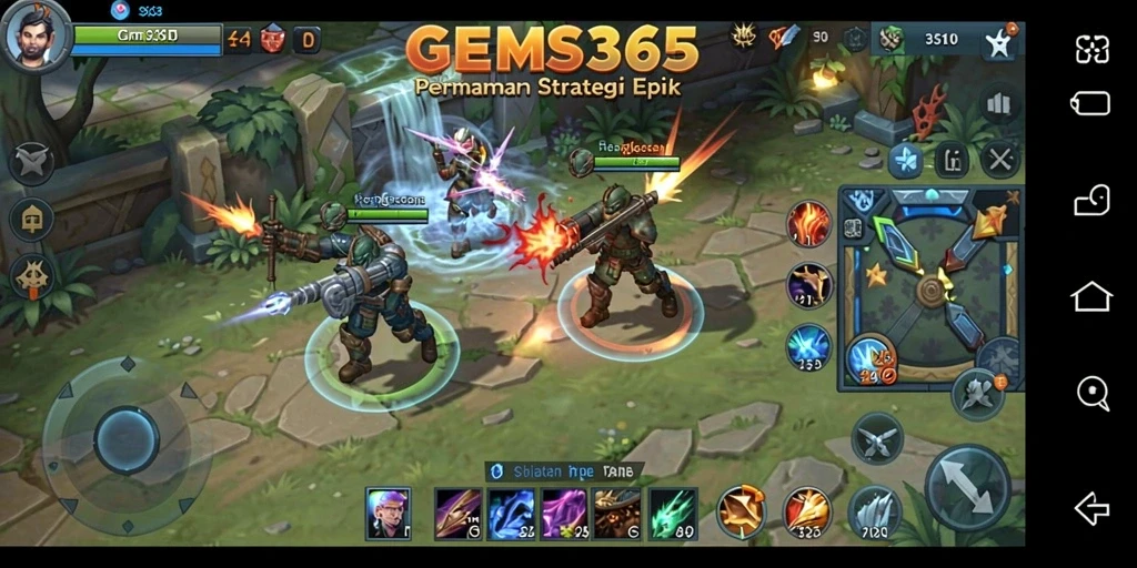 Tampilan gameplay GEMS365 yang intens dan strategis.