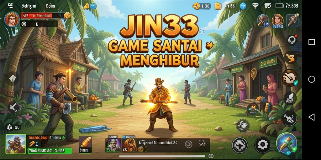 Tampilan gameplay yang ceria dan penuh warna dalam JIN33.