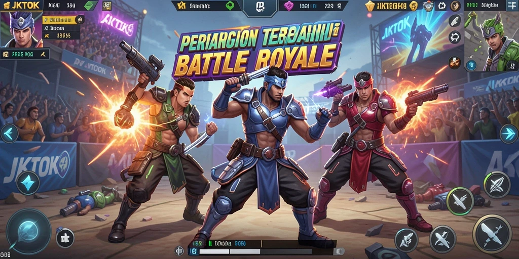 Screenshot JKTOK menampilkan aksi seru dalam game Battle Royale.