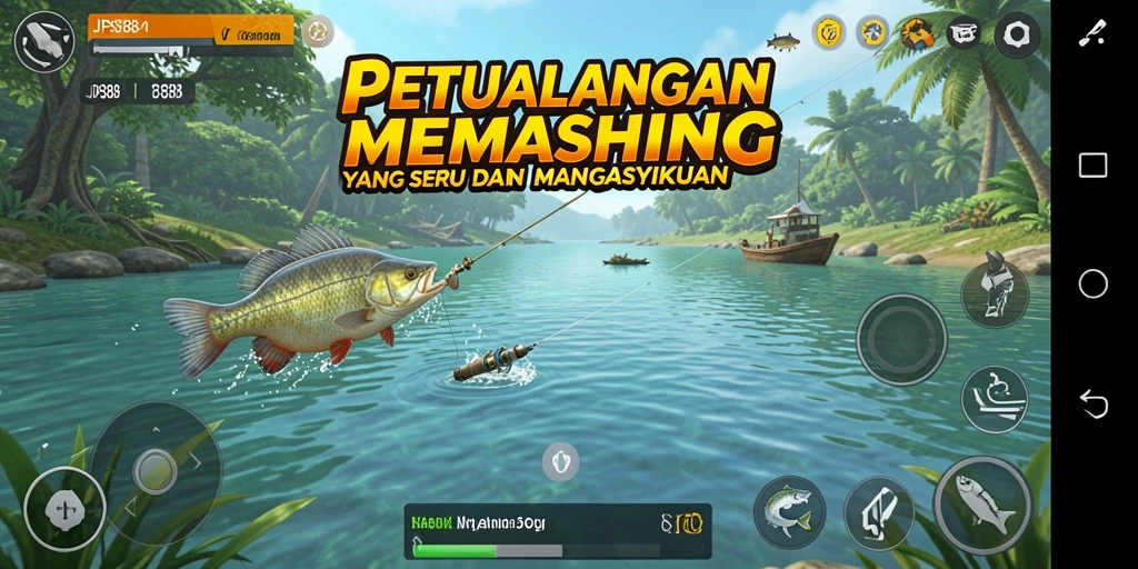 Tampilan gameplay memancing yang seru di JPS88, menangkap ikan dengan teknik yang tepat.