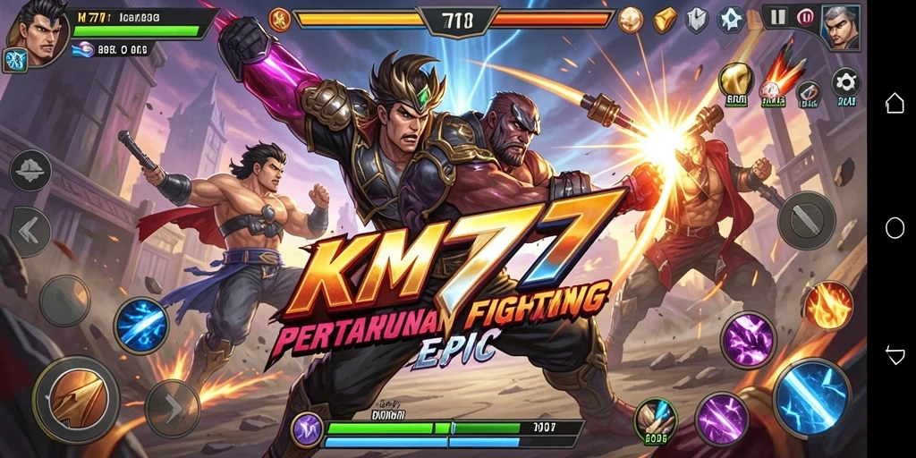 Tampilan gameplay epic dari KM777 dalam pertarungan Fighting yang seru.