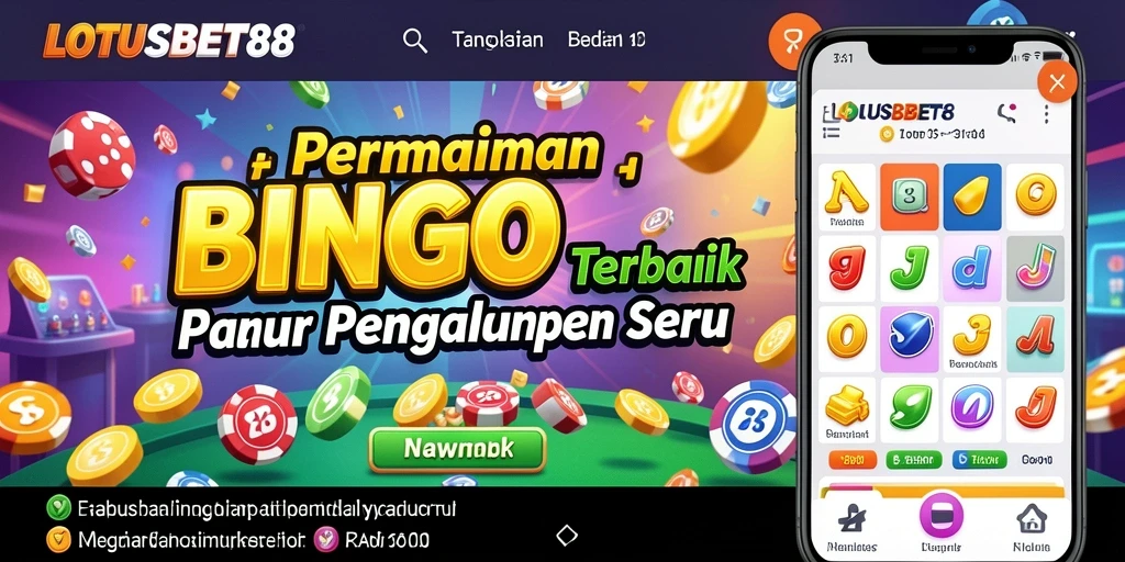 Tampilan gameplay seru di LOTUSBET88 dengan kartu Bingo yang penuh warna.