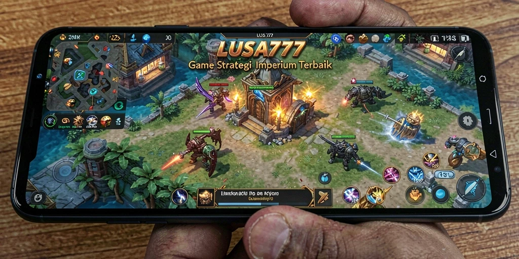 Screenshot utama LUSA777 menampilkan aksi seru dalam membangun kerajaan dan perang strategis.