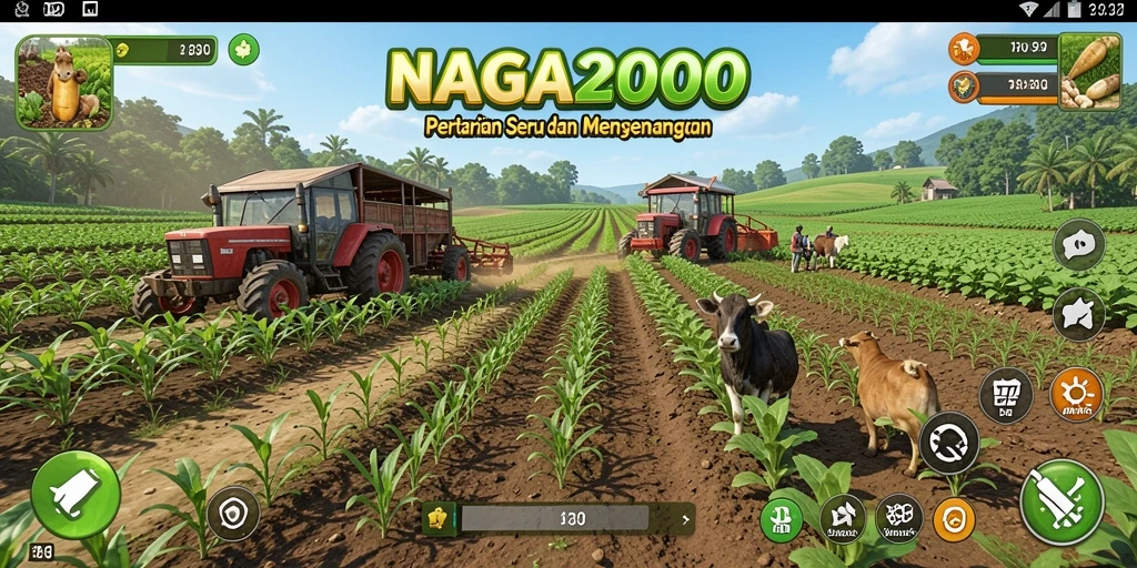 Tangkapan layar dari NAGA2000 menampilkan kebun yang indah dengan berbagai tanaman.