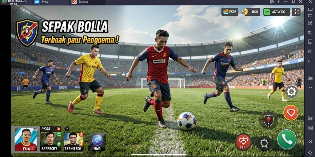 Tangkapan layar PK95 menampilkan momen menegangkan dalam gameplay sepak bola.