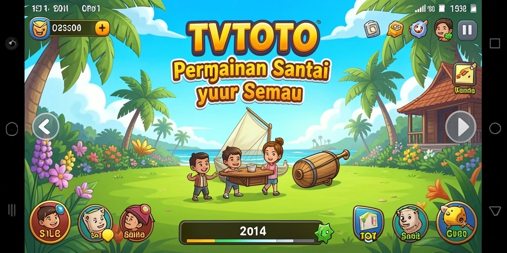 Tampilan gameplay TVTOTO yang cerah dan menyenangkan.